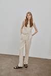 Beige Slim Linen Pants