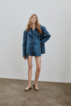 Blue Linen Shorts