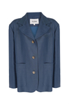 Blue Oversize Linen Blazer