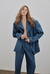 Blue Oversize Linen Blazer