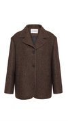Checked Single-Breasted Wool Brown Coat