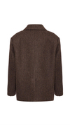 Checked Single-Breasted Wool Brown Coat