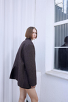 Checked Single-Breasted Wool Brown Coat