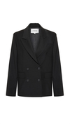 Double-Breasted Wool Black Blazer