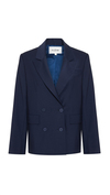 Double-Breasted Wool Dark Blue Blazer