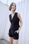 Double Plated Wool Black Shorts