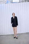 Double Plated Wool Black Shorts