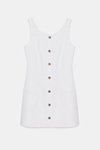 Front Button White Linen Dress