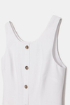 Front Button White Linen Dress