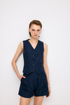 Linen Navy Short