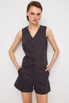 Linen Straight Brown Short