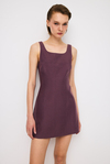 Mini Linen Plum Dress