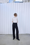 Plated Wool Black Pants