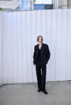 Plated Wool Black Pants