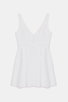 Pleated White Linen Dress