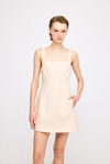 Square Neck Linen Beige Dress