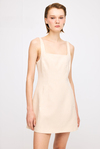 Square Neck Linen Beige Dress