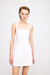 Square Neck Linen White Dress