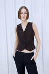 Striped Dark Brown Wool Vest