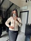 Agraflı Krem Triko Bluz