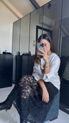 Astarlı Siyah Dantel Etek
