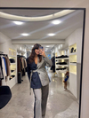 Ekose Kuşak Detaylı Oversize Blazer Ceket-Pantolon Takım 