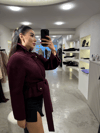 Yün Karışımlı Triko Hırka - Bordo
