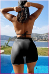 Siyah Askılı Bikini Takımı + Ayarlanabilir Büzgülü Etek – Tatil Stili