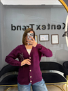 Triko fiyonk baskılı hırka  Mor renk