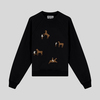 Güvenin Dansı Nakışlı Bisiklet Yaka Reylan Kol Siyah Sweatshirt