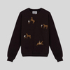 Kovboy nakışlı oversize kahverengi sweatshirt-004