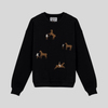 Kovboy nakışlı oversize siyah sweatshirt-004