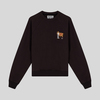 Sessiz Bağ Nakışlı Bisiklet Yaka Reylan Kol Kahverengi Sweatshirt