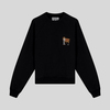 Sessiz Bağ Nakışlı Bisiklet Yaka Reylan Kol Siyah Sweatshirt