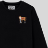 Sessiz Bağ Nakışlı Oversize Bisiklet Yaka Siyah Sweatshirt