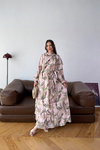 Alvin Model Yaprak Desenli Pembe Elbise