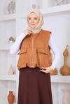 Süet Yelek Camel