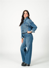 Parlak Taş Detay Denim Mont