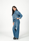Parlak Taş Detay Denim Mont