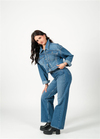 Parlak Taş Detay Denim Mont