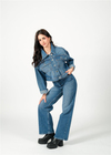 Parlak Taş Detay Denim Mont