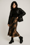 Yeşil-Kahve Batik Süet Etek