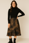 Yeşil-Kahve Batik Süet Etek