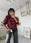 Ads Çiçekli  Bomber Ceket Bordo