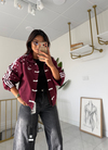 Ads Çiçekli  Bomber Ceket Bordo
