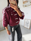 Ads Çiçekli  Bomber Ceket Bordo