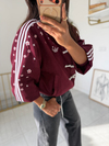 Ads Çiçekli  Bomber Ceket Bordo