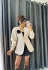 Belden Oturtmalı Kaşe Blazer Krem
