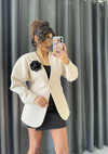 Belden Oturtmalı Kaşe Blazer Krem