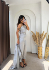 Boyfit Elegance Saten Takım Gri